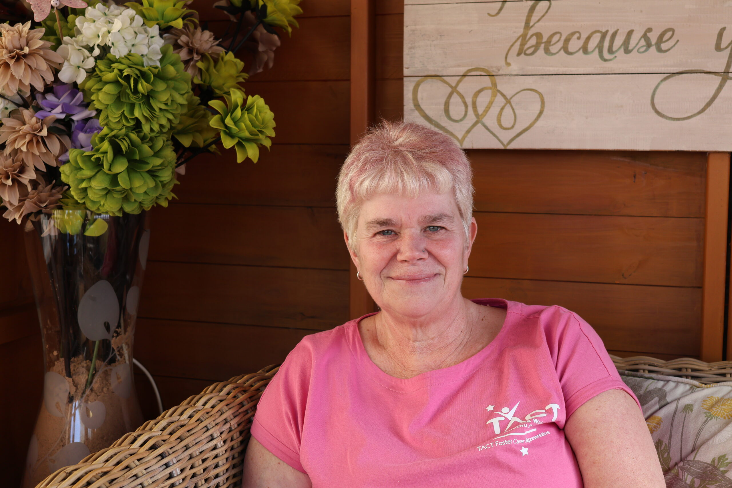 This is Trina, TACT foster carer since 2009, in her back garden