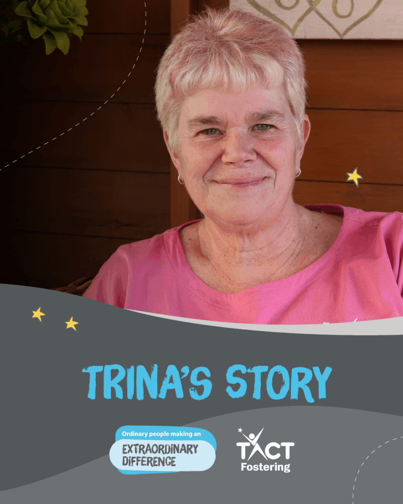 This is Trina, TACT foster carer, sitting in her back garden