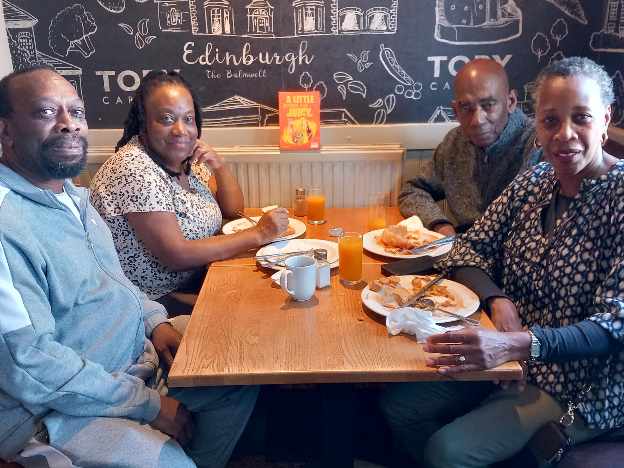 Four of our foster carers enjoying a wellbeing breakfast