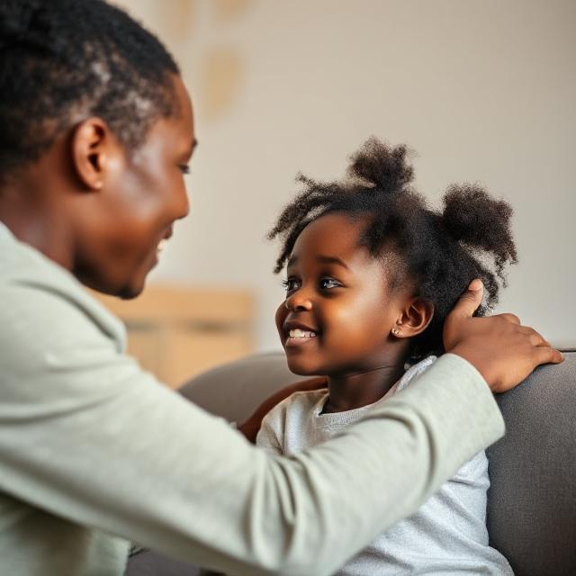 A foster carer engaging with a young girl
