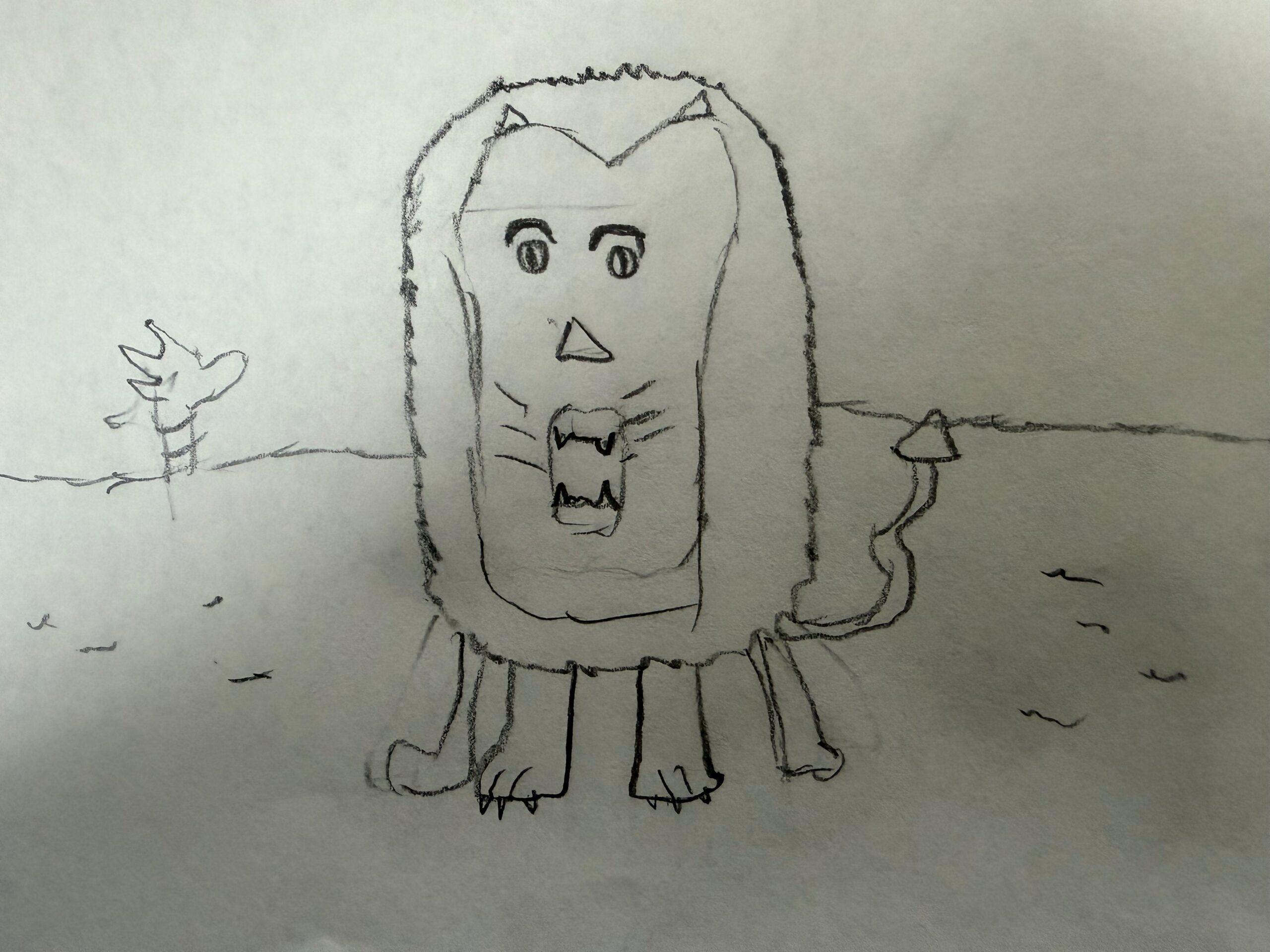 A young person's drawing of a lion