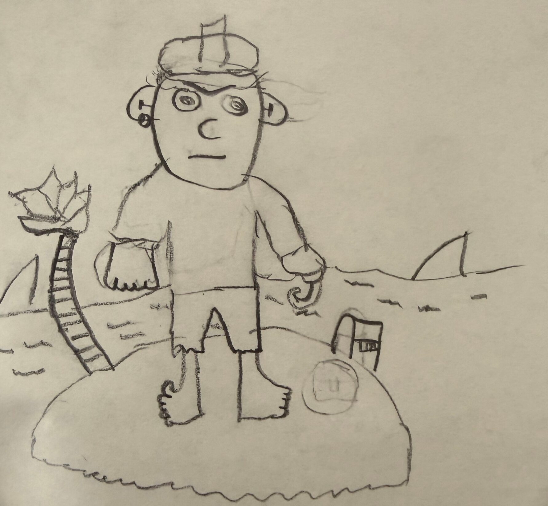 A young person's drawing of a pirate