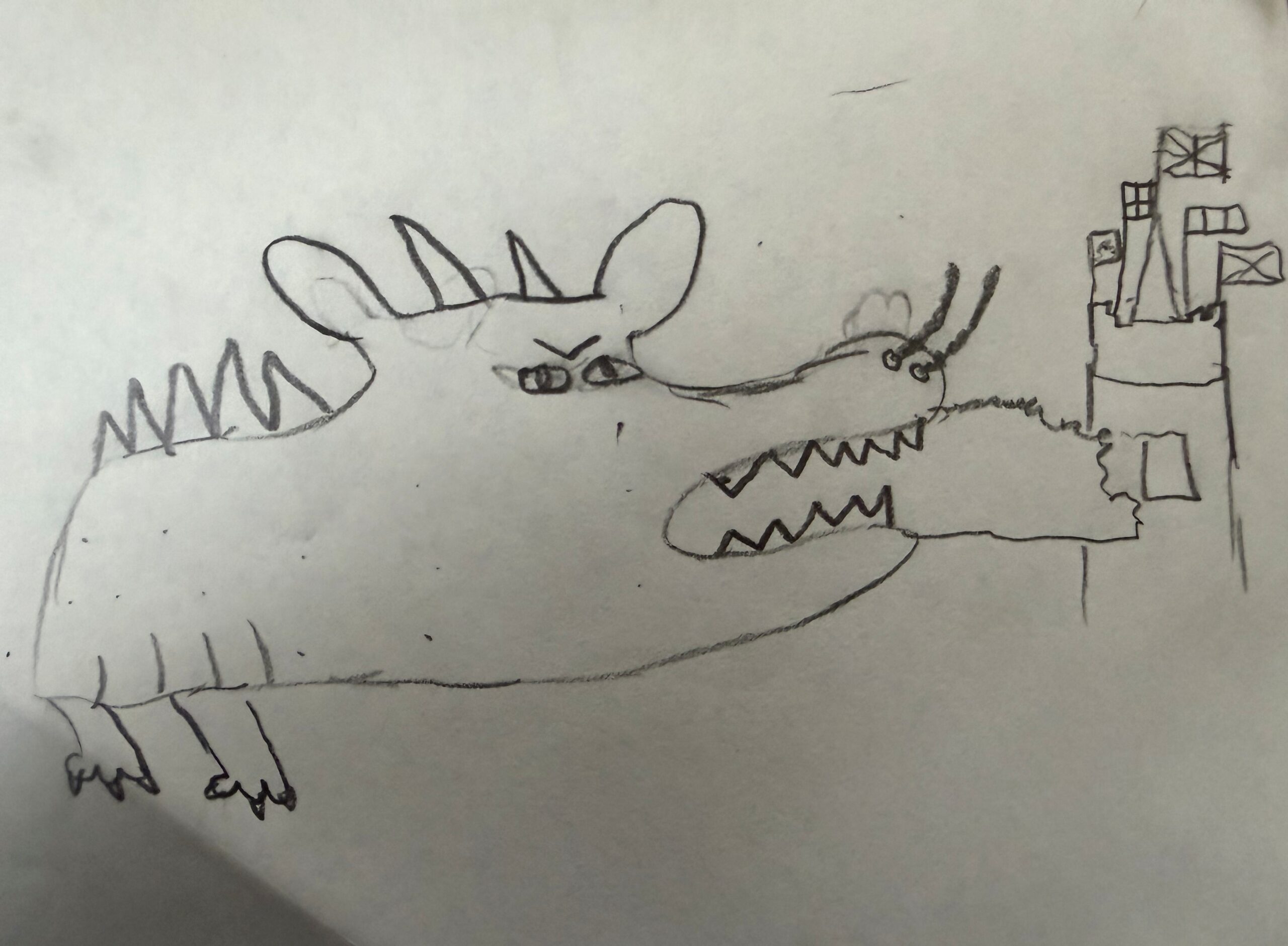 A young person's drawing of a dragon