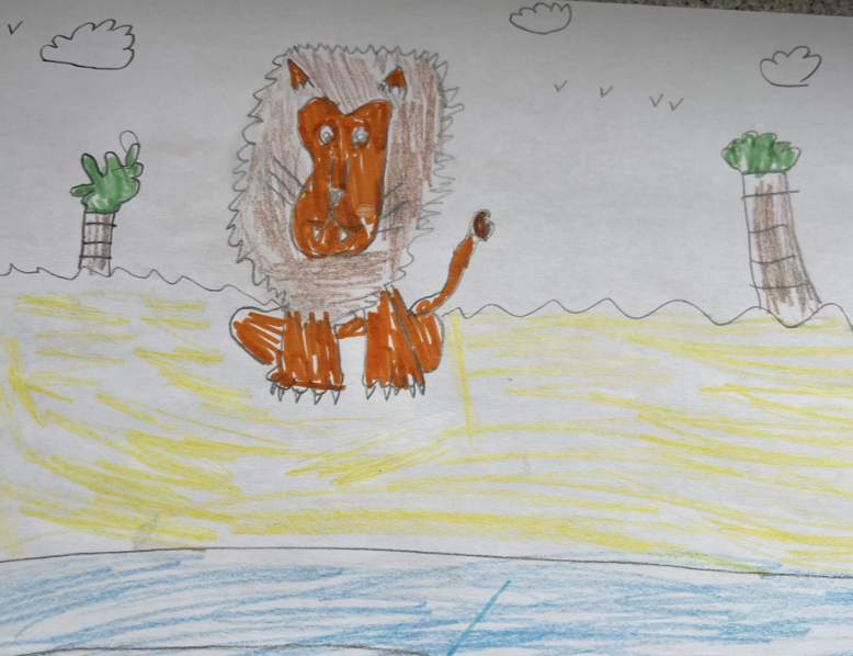 A young person's drawing of a lion