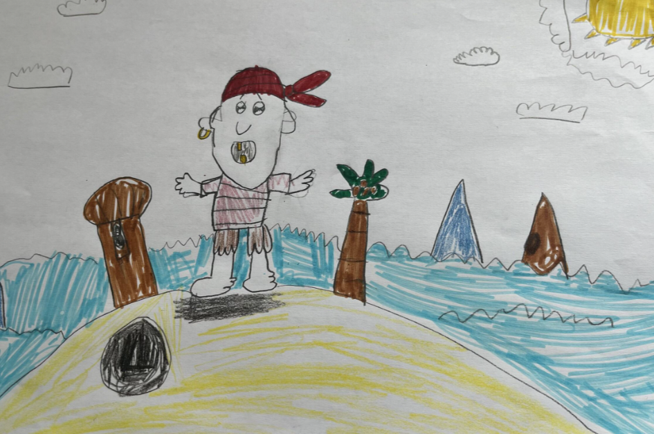 A young person's drawing of a pirate