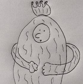 A young person's drawing of a potato man