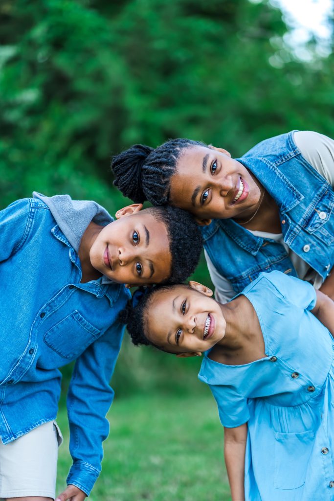 A foster carer with two children