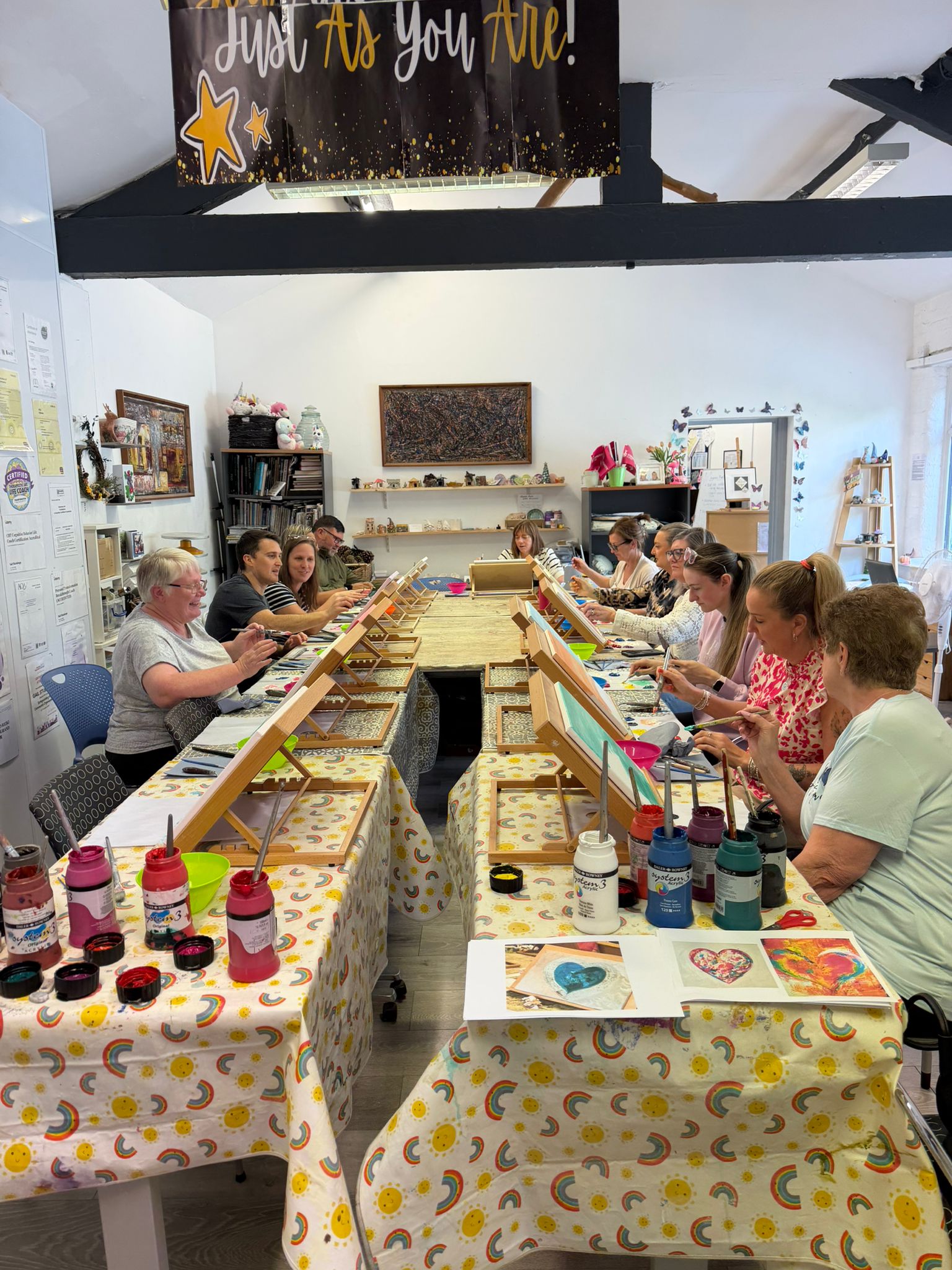 Our group of foster carers painting together