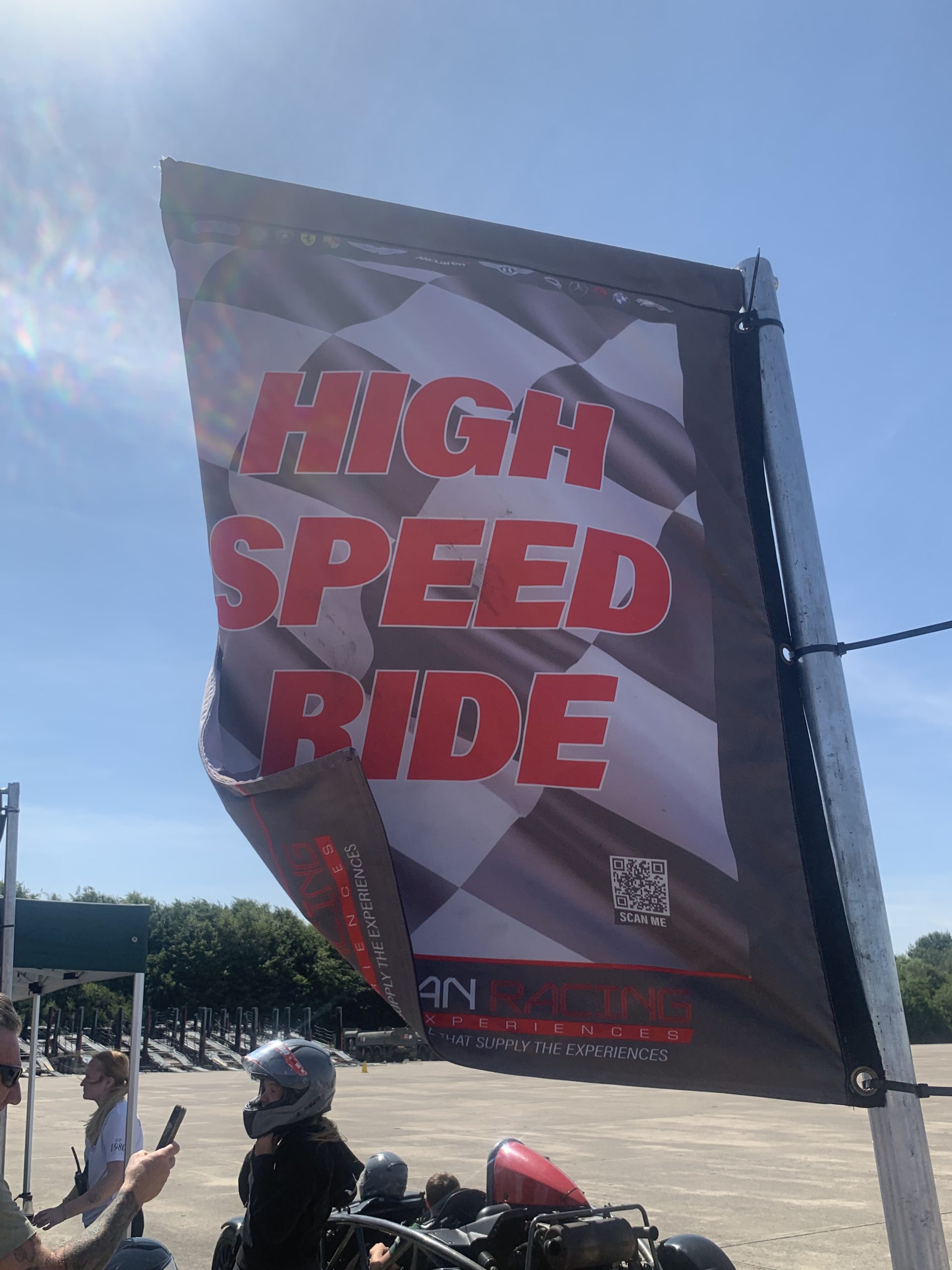 A high speed ride flag blowing in the breeze