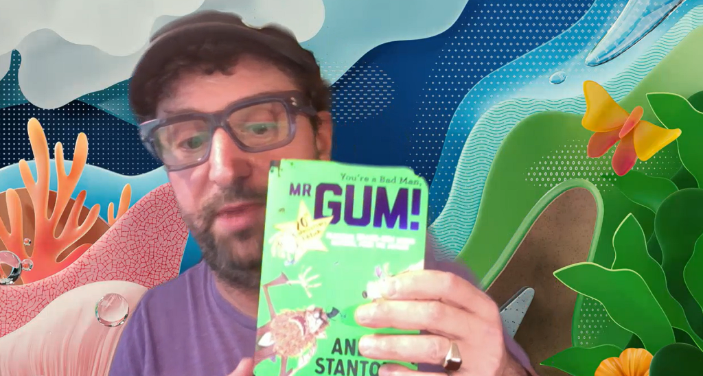 Mr Gum author, Andy Stanton, leading a reading workshop for fostered children.